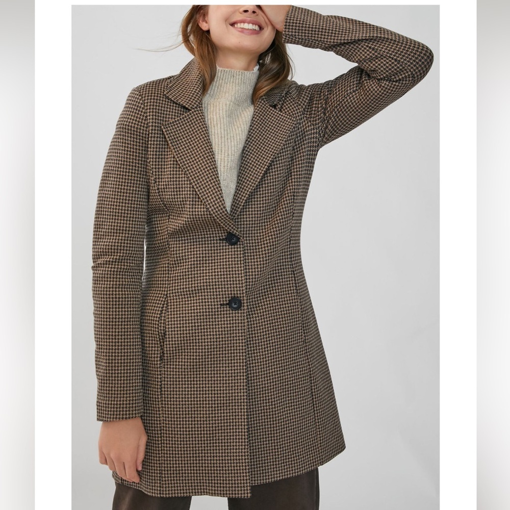 Brown Houndstooth Longline Blazer